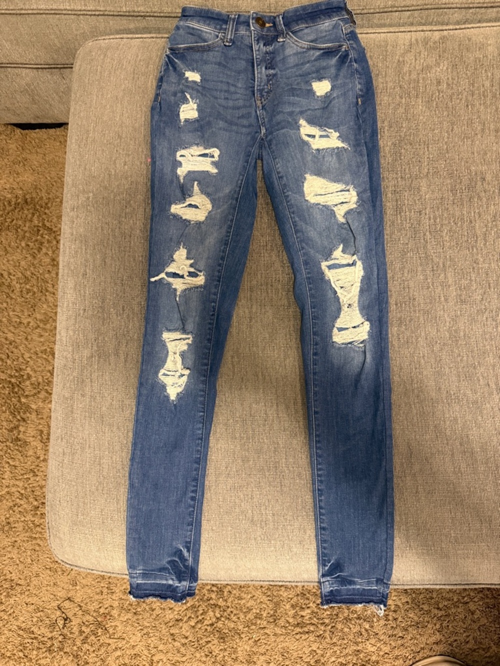 SO Girls Blue Distressed Skinny Jeans